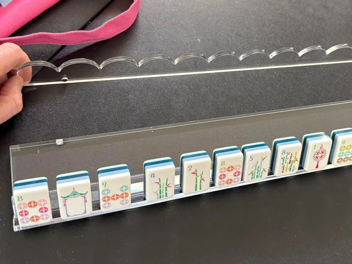 Crystal-Clear Acrylic Mahjong Racks with Wave Pushers
