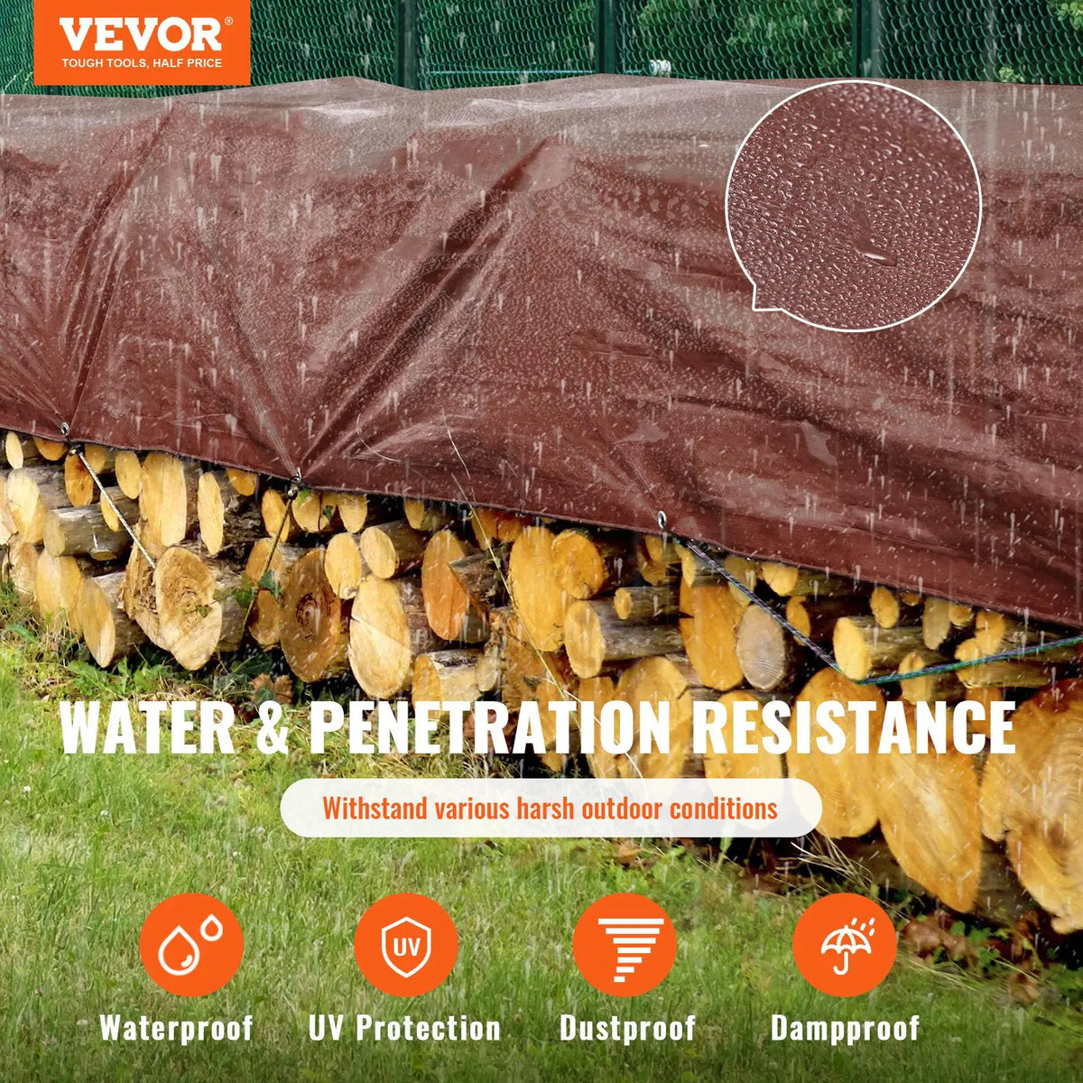 Heavy Duty Waterproof Poly Tarp 20x40 ft