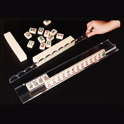Crystal-Clear Acrylic Mahjong Racks with Wave Pushers